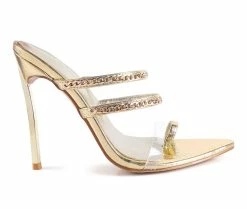 Best deal ⭐ Women's London Rag Tickle Stiletto 👗 Dress 🩴 Sandals Gold 😍