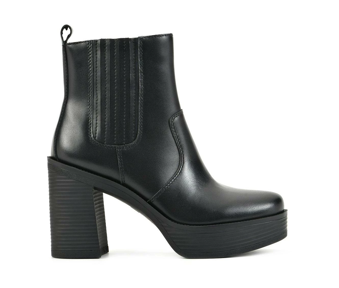 Promo ๐ Women's White Mountain Hawthorne Platform Booties Black Leather ๐