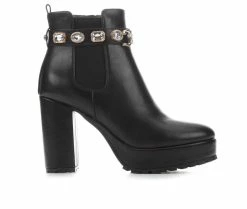 Coupon ⭐ Women's Juicy Python Heeled Booties Black 🔥