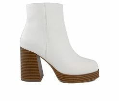 Outlet 🔔 Women's Sugar Warrant Heeled Booties White ✨