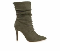 Discount 😀 Women's Journee Collection Markie Stiletto Booties Olive 🛒