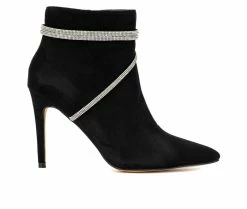 Discount ⌛ Women's New York And Company Margaretta Heeled Booties Black 🤩