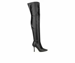 Best Sale 🎉 Women's New York And Company Natalia Over The Knee 🥾 Boots Black PU 🛒
