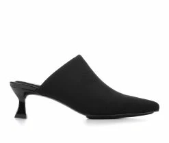 Discount ✨ Women's Anne Klein Impress Heeled Mules Black Stretch 🎉