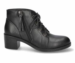 Cheap 😍 Women's Easy Street Becker Lace Up Booties Black 💯