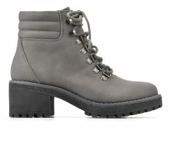 Brand new 😀 Women's Cliffs By White Mountain Bryce Lace Up Heeled Booties Grey Nubuck ⭐