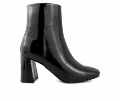 Budget 👏 Women's Sugar Elly Heeled Booties Black Patent 🎉