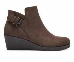 Best Sale 😍 Women's Aerosoles Bradley Wedge Booties Brown PU Suede ✨