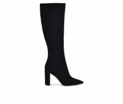 Budget 😍 Women's Nine West Dane Heeled Knee High 🥾 Boots Black Suede 😉