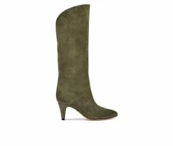 Best deal 👏 Women's Nine West Buyah Knee High Heeled 🥾 Boots Olive Suede 😉