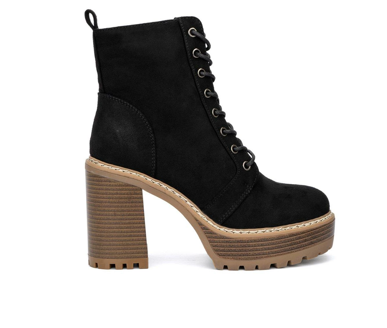 Cheapest π₯ Women's Olivia Miller Evie Platform Heeled Lace Up π₯Ύ Boots Black π― - Image 2