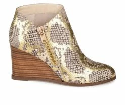 Wholesale 😍 Women's Journee Collection Glam Wedge Booties Gold 🛒