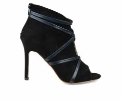 Best Pirce 👍 Women's Journee Collection Samara Stiletto Peep Toe Booties Black ❤️