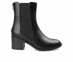 Coupon ❤️ Women's Journee Collection Tayshia Block Heel Chelsea Booties Black 🧨