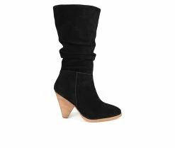 Best deal 🎁 Women's Journee Signature Syrinn Mid Calf Heeled 🥾 Boots Black 😍