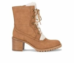 New ❤️ Women's Baretraps Hadlee Lace Up Booties Cognac 🧨