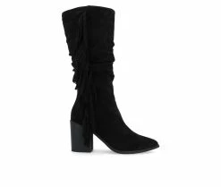 Promo 🤩 Women's Journee Collection Hartly Mid Calf Western Inspired Boot Black ✨