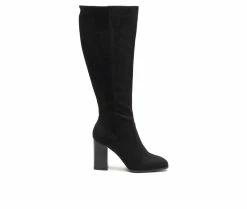 Best Pirce 😀 Women's London Rag Zilly Knee High Heeled 🥾 Boots Black 🤩