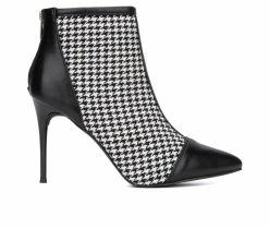 Flash Sale 👍 Women's New York And Company Charlie Heeled Booties Black/White ❤️