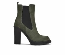 Hot Sale 💯 Women's Nine West Ream Heeled Booties Dark Green 👏