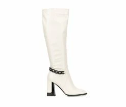 Wholesale ✔️ Women's Torgeis Lauren Knee High Heeled 🥾 Boots Off White ✔️