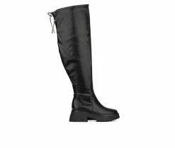 New 🌟 Women's Fashion To Figure Nadine XWC Over The Knee 🥾 Boots Black Wide 🔥