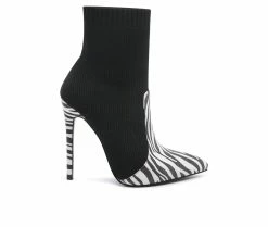 Coupon 🤩 Women's London Rag Teagan Stiletto Booties Zebra ✨