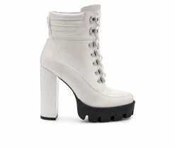 Best Sale 😍 Women's London Rag Stopper Heeled Combat Booties White ✨