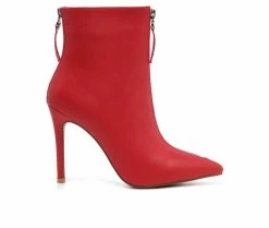 Promo ❤️ Women's London Rag Hazel Stiletto Booties Red 👍