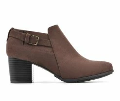 Hot Sale 🛒 Women's White Mountain Noah Heeled Ankle Booties Dark Brown 💯