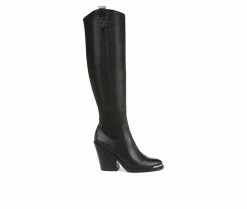 Promo 😉 Women's Franco Sarto Glenice 2 Wide Calf Knee High Heeled Western 🥾 Boots Black 🛒