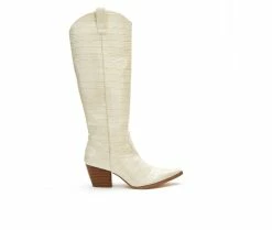 Discount 🌟 Women's Coconuts By Matisse Jax Western 🥾 Boots Ivory Croc 😍