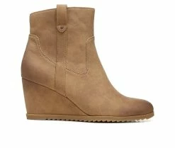 Coupon 🔥 Women's Soul Naturalizer Haley-West Wedge Booties Dark Oat Brown 😍