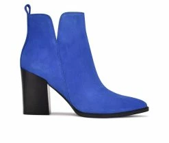 Cheapest 😍 Women's Nine West Birds Heeled Booties Blue Suede 🧨
