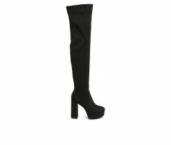 Best deal ✔️ Women's London Rag Bubble Platform Knee High 🥾 Boots Black Suede 🧨