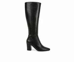 Budget 🛒 Women's LifeStride Stratford Knee High 🥾 Boots Black Croco 👍