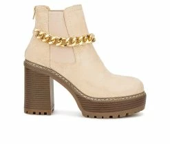 Promo ✔️ Women's Olivia Miller Alyssa Platform Booties Natural ⭐