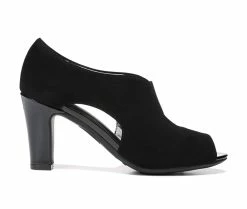 Outlet 🤩 Women's LifeStride Carla Peep Toe Booties Black Fabric 👏