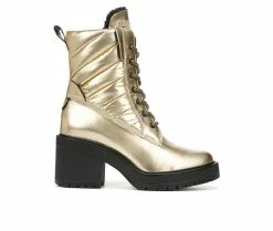 Deals 🎉 Women's Franco Sarto Dizzy2 Water Repellent Heeled Booties Gold ⭐
