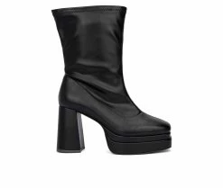 Best deal 👍 Women's Fashion To Figure Keira Mid Calf Platform Booties Black Wide 💯