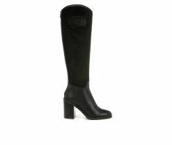 Best Pirce 👏 Women's Franco Sarto Rivet Tall Knee High Heeled 🥾 Boots Black ⌛
