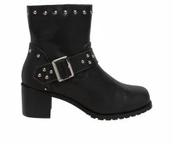 Cheapest ⭐ Women's RideTecs 6" Heeled Buckle Biker Booties Black 👏