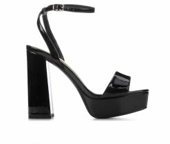 Coupon ⭐ Women's Y-Not Lorii Platform 👗 Dress 🩴 Sandals Black Patent ⌛