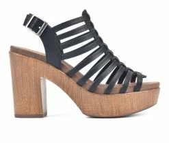 Flash Sale 😍 Women's White Mountain Astonish Platform Heeled 🩴 Sandals Blk/Burn/Smooth 🔔