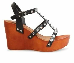 Cheapest 😍 Women's Madden Girl Darce Platform Wedge 🩴 Sandals Black Pari 🔥