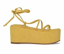 Buy ๐ Women's Nine West Benet Platform Wedge ๐ฉด Sandals Yellow ๐ฏ