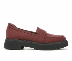 New 👍 Women's Dr. Scholls Vibrant Platform Chunky Loafers Rich Red ✔️