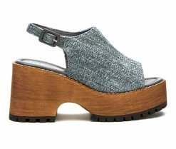 Best Pirce 🥰 Women's Beach By Matisse Woody Platform Wedge 🩴 Sandals Grey ✨
