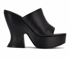 Deals 👏 Women's Nine West Flower Platform 👗 Dress 🩴 Sandals Black 💯