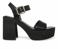 Cheap 😉 Women's Madden Girl Grandview Block Heel 👗 Dress 🩴 Sandals Black ⭐
